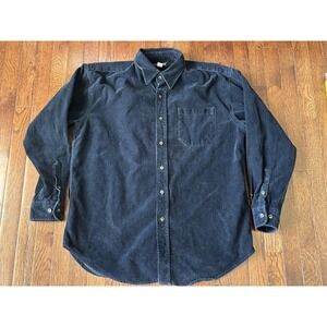 Vtg J.Peterman Blue Corduroy Shirt  Sz L Blue Made In USA